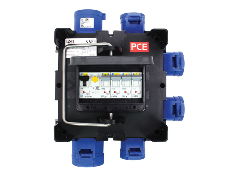 PCE IMST Distribution Box - 1 x 32A 1P to 4 x 16A 1P & 1 x 32A 1P Hire